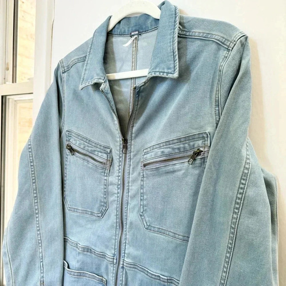 New Free People Lennox Denim Jumpsuit Blue Large - Picture 6 of 11